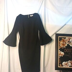 Calvin Klein Black Bell Sleeve Dress Size 2